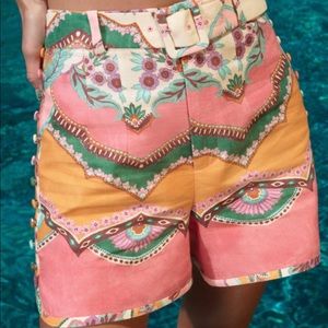 Zara-Linen Blend Printed Shorts